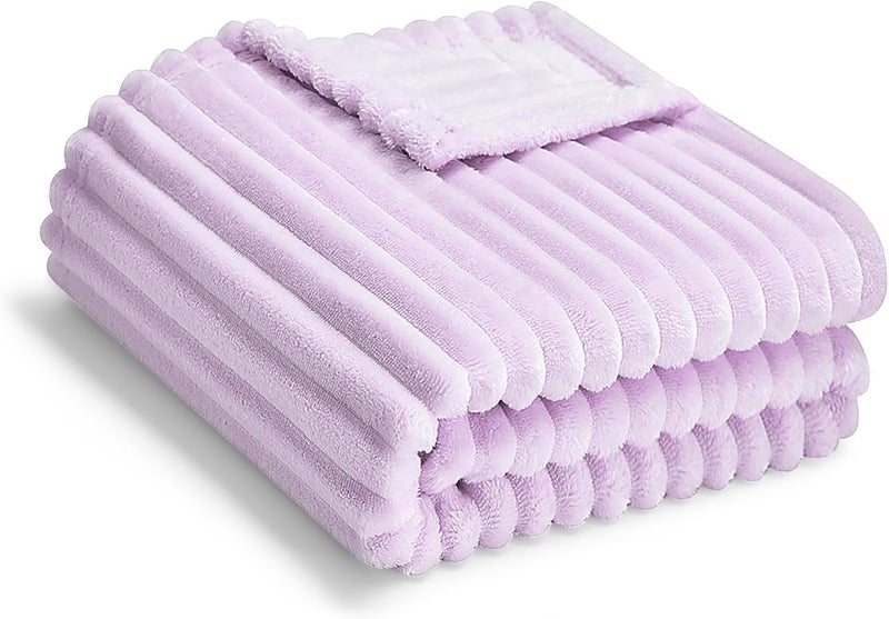 Eonkasp Soft Fleece Baby Blanket Ultra Cozy Baby Blankets for Girls Warm and Lightweight Infant Toddler Newborn Receiving Gift with Reversible Stripes for Crib Stroller, 30x40 Inch, Light Purple - Image 1